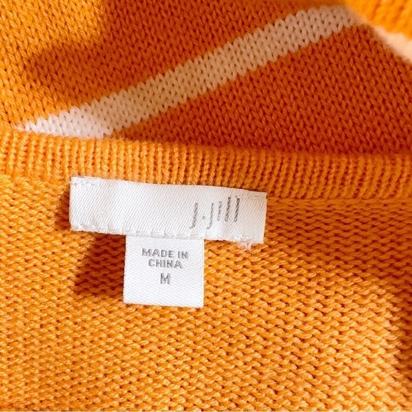 J. Jill Long Sleeve Orange White Striped Side Tie Crew Neck Knit Sweater Size M - Picture 2 of 9